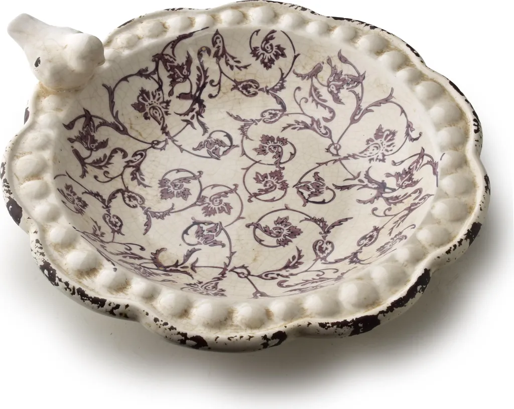 Abreuvoir oiseaux CROCKET céramique bordeaux 25cm - Robuste et design
