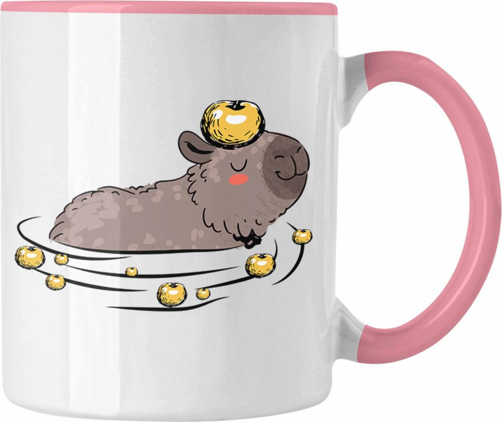 Trendation - Tasse mit Capybara-Motiv Geschenk für Capybara Liebhaber (Rosa)
