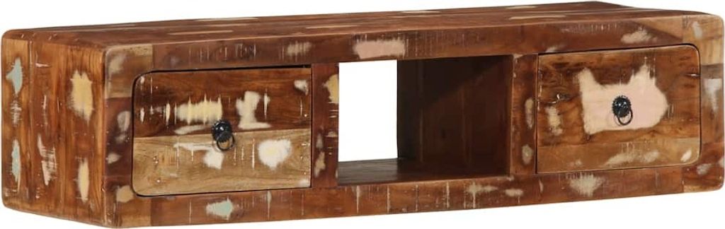 TV-Wandschrank 100x32x25 cm Altholz Massivholz