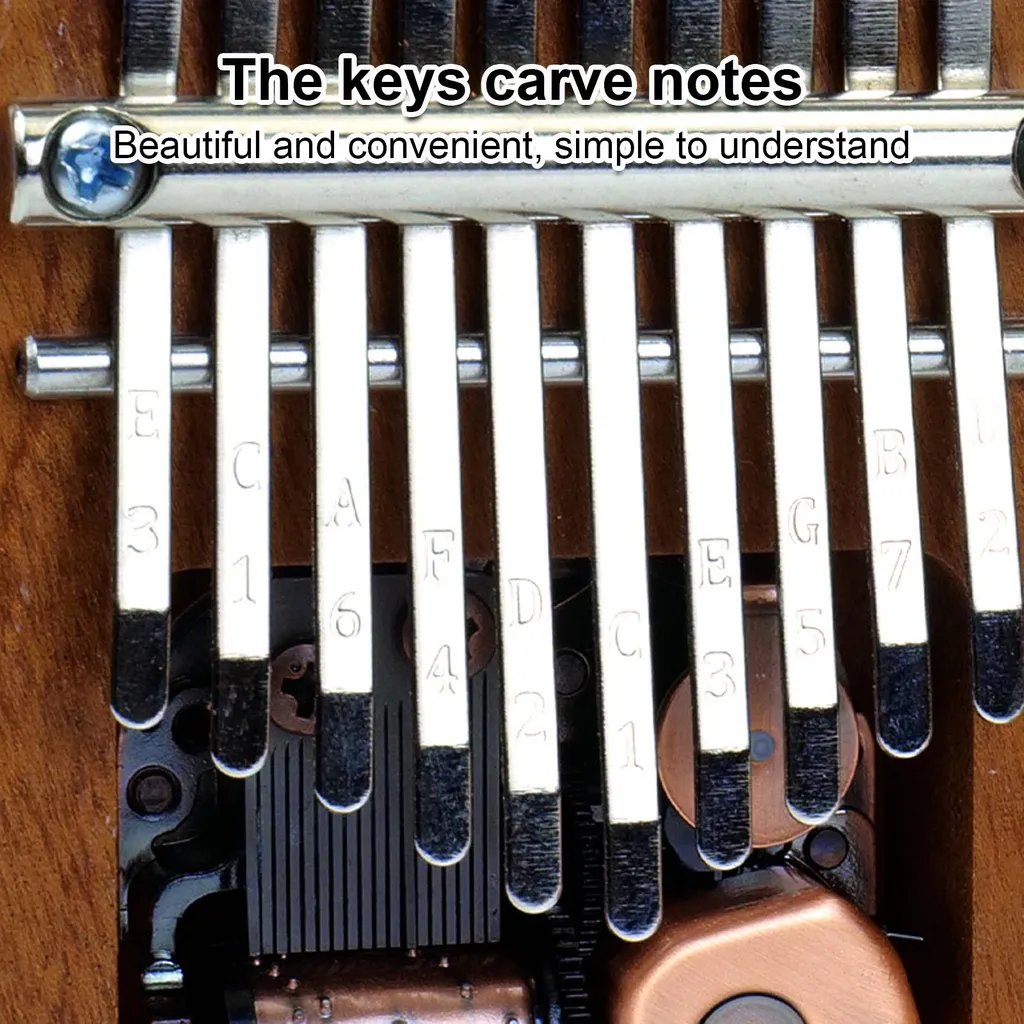 Kalimba 10 Touches en Bois de Sapelli Massif avec Motif Cartoon Mignon