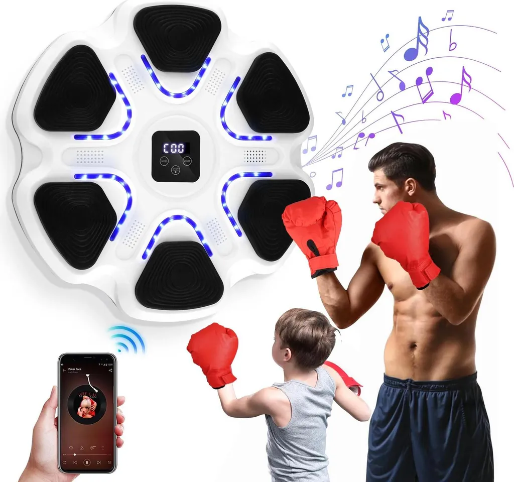 Cible de Boxe Murale Musicale - Entraîneur de Réactivité Blanc Interactif