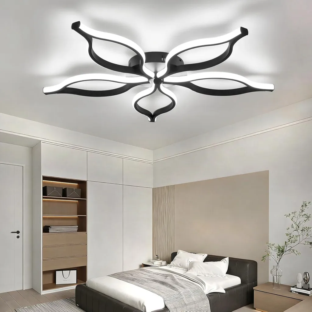 Plafonnier LED 80 cm Noir Variable 3000-6500K avec Télécommande 75W