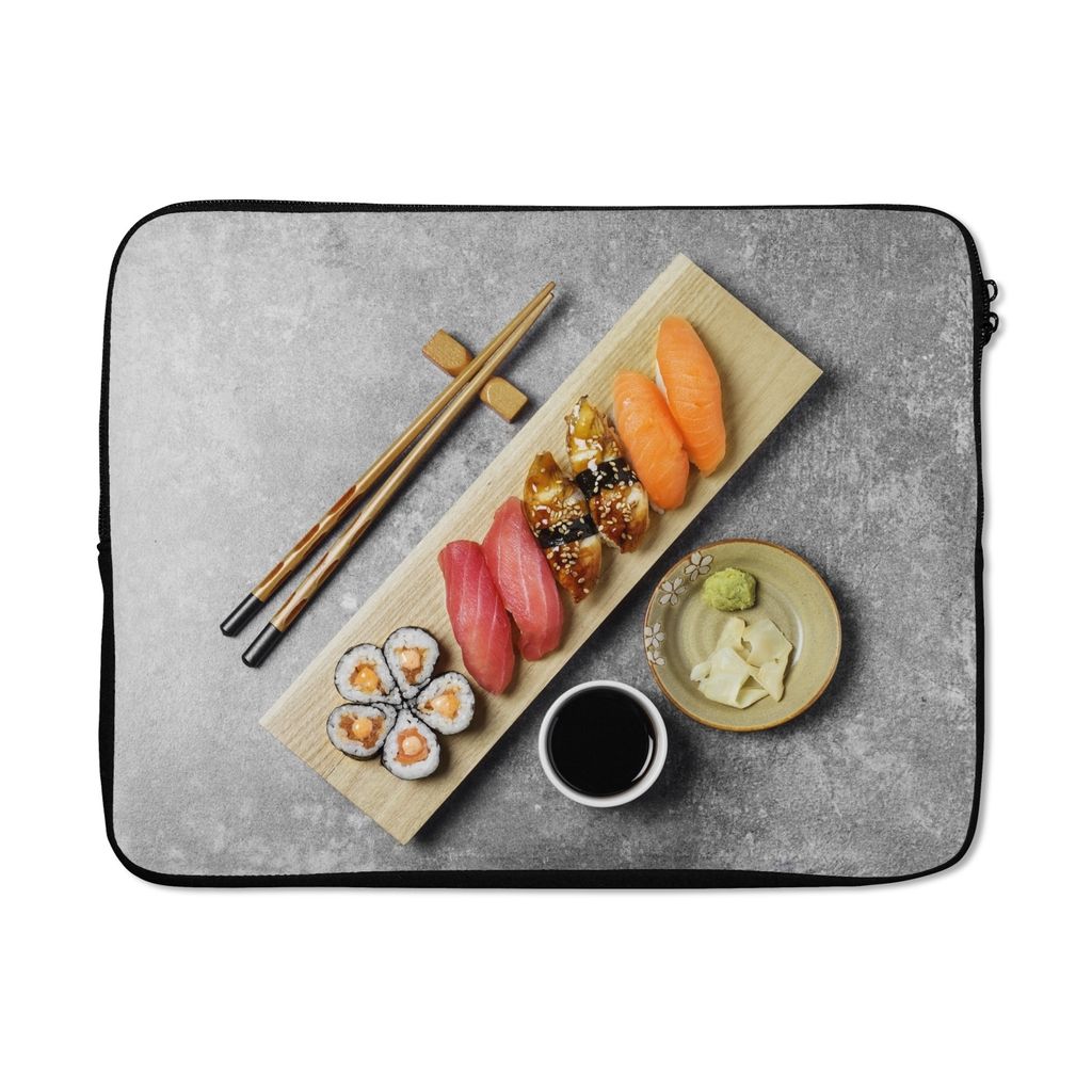 MuchoWow Laptop Hülle 17 Zoll Laptoptasche Sushi-Brett - Zipper - Schutzabdeckung
