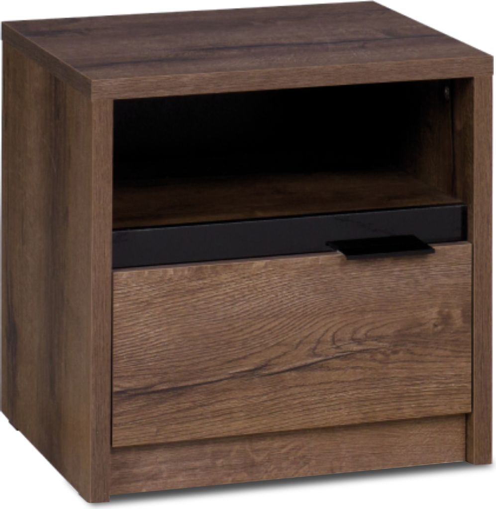 Konsimo Nachttisch mit Schublade "MERO", Braun, Spanplatte, Elegant, 46,5x46x40cm