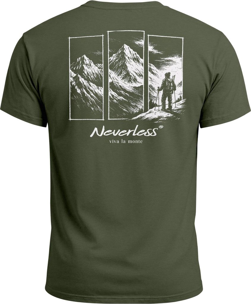 Herren T-Shirt Backprint Grafik Aufdruck Nature Outdoor Wandern Fashion Streetstyle Männer Neverless