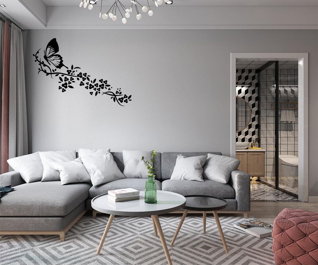 BUTTERFLY - Wandaufkleber Wandsticker aus Vinyl 55x135 cm Schwarz