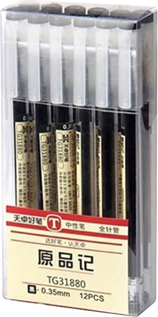 12pcs/Box 0,35 mm kreativer Schwarz/Rot/Blau -Ink -Gel -Stift für Schulschüler Arbeit-Schwarz