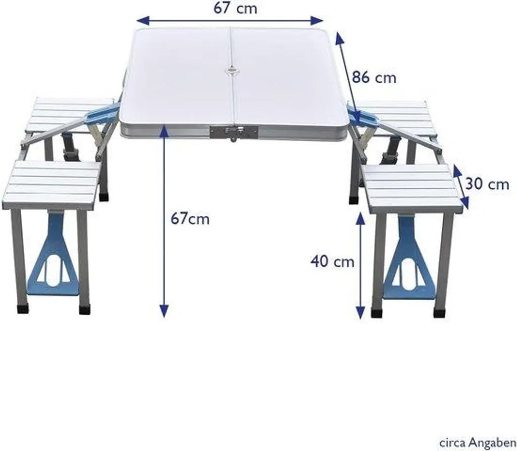 Table de camping pliante en aluminium avec supports de pieds fixes