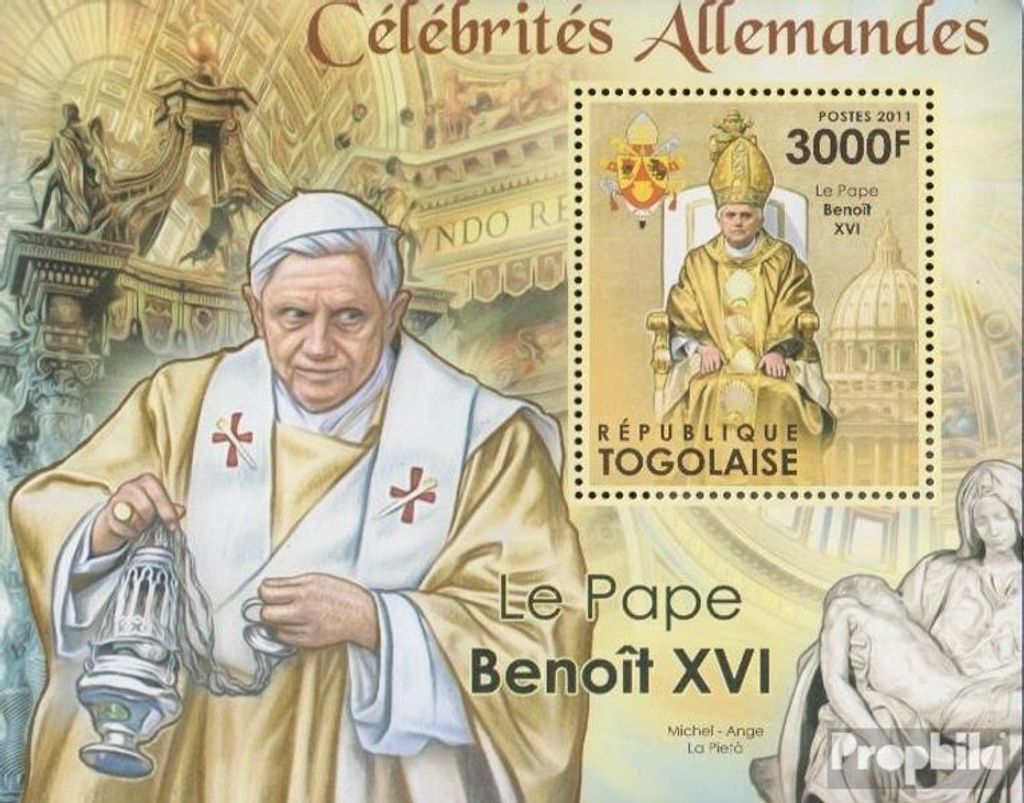 Briefmarken Togo 2011 Mi Block675 (kompl.Ausg.) postfrisch Papst Benedikt XVI.