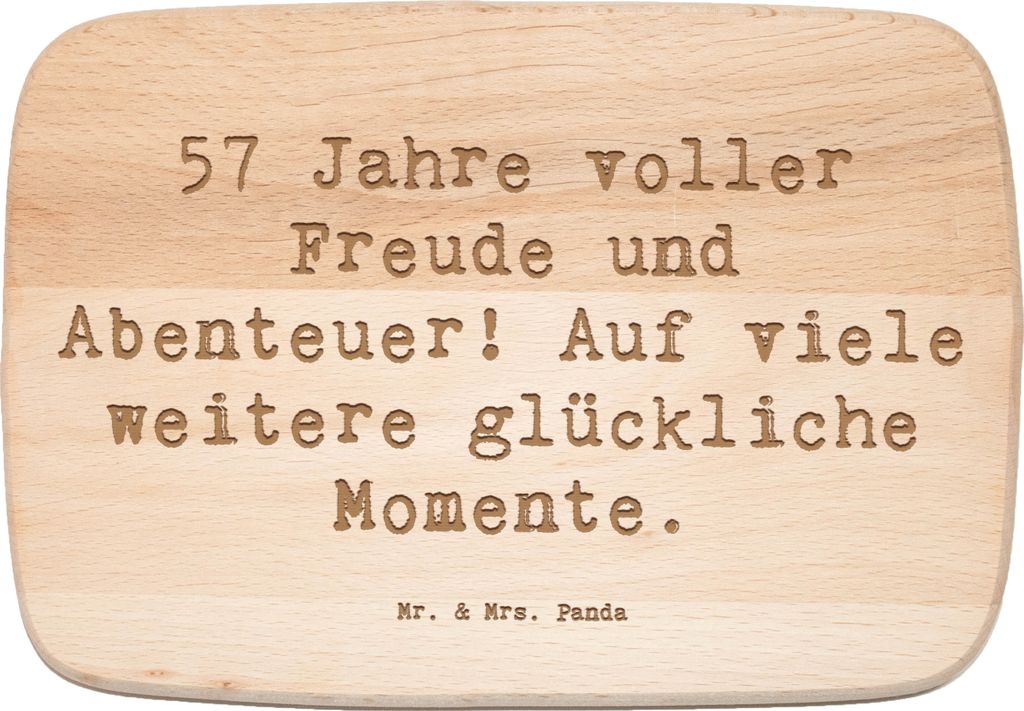 Mr. & Mrs. Panda Frühstücksbrett Spruch 57. Geburtstag Freude - Transparent - Geschenk, Feierlichkeiten, Happy Birthday, Holzbrett, glücklich, j...