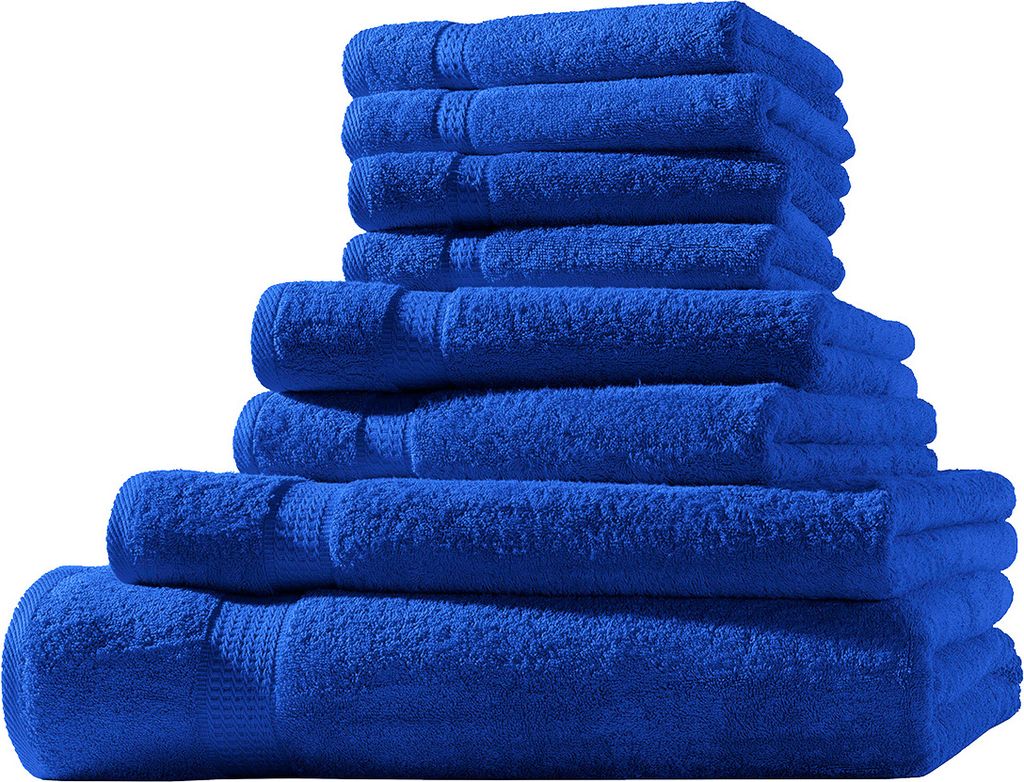 XL-Set 8tlg Frotteetücher Elegance 100% Baumwolle 500 gsm Gästetücher Handtücher Duschtücher Badetücher royalblau