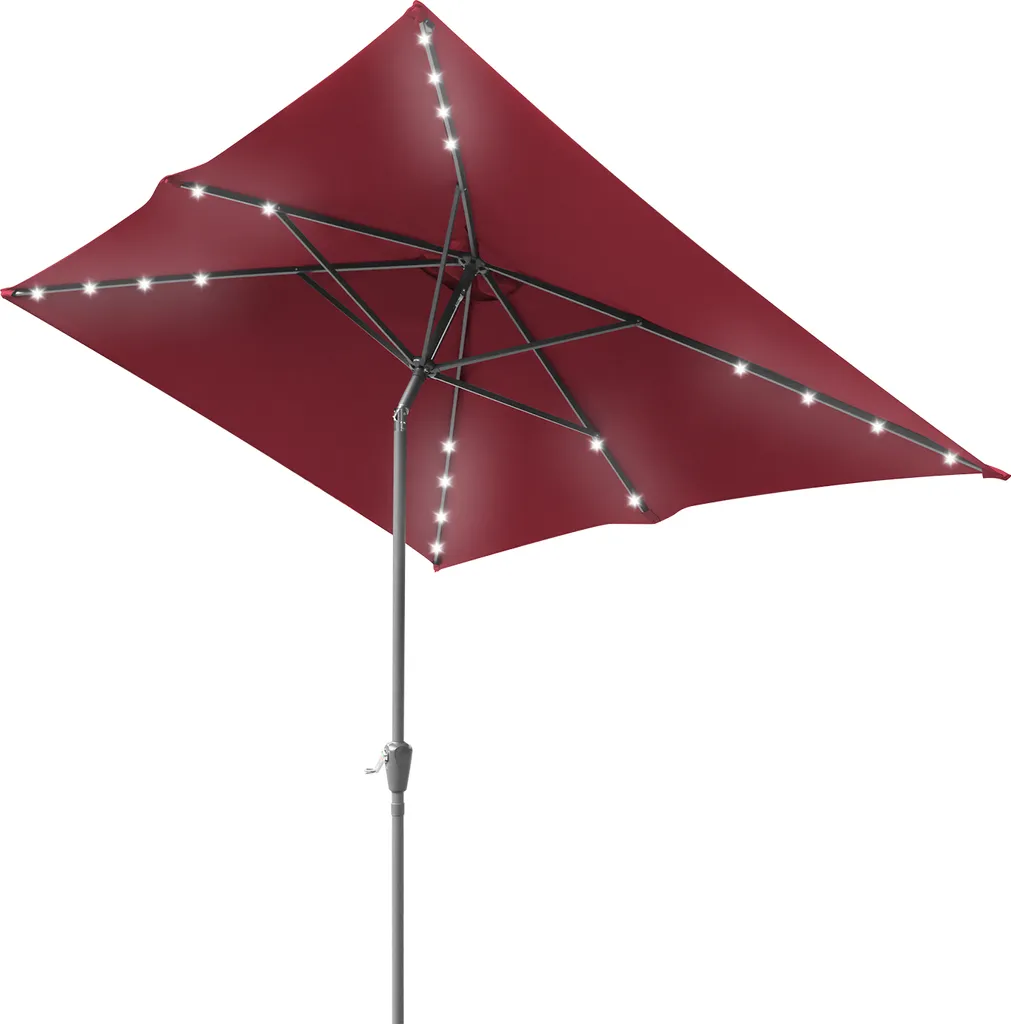 TolleTour Ombrellone 2x3m Rosso LED - Design Rettangolare Moderno