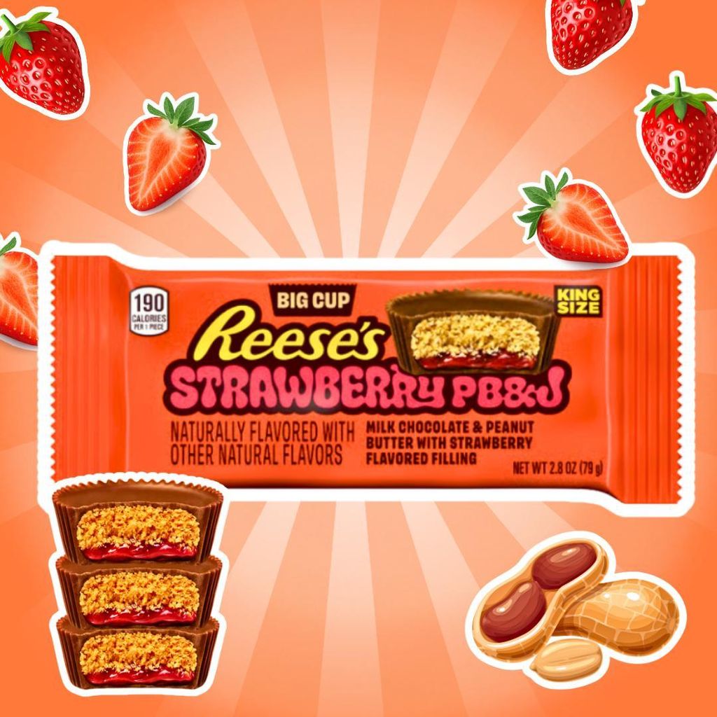 Reese’s PB&J Strawberry Big Cup King Size – Erdnussbutter & Erdbeerfüllung in Milchschokolade – 79 g