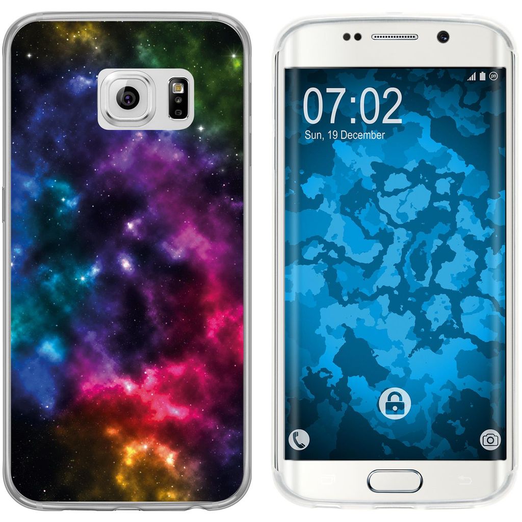 PhoneNatic Case kompatibel mit Samsung Galaxy S6 Edge Silikon-Hülle Space Nebula M8