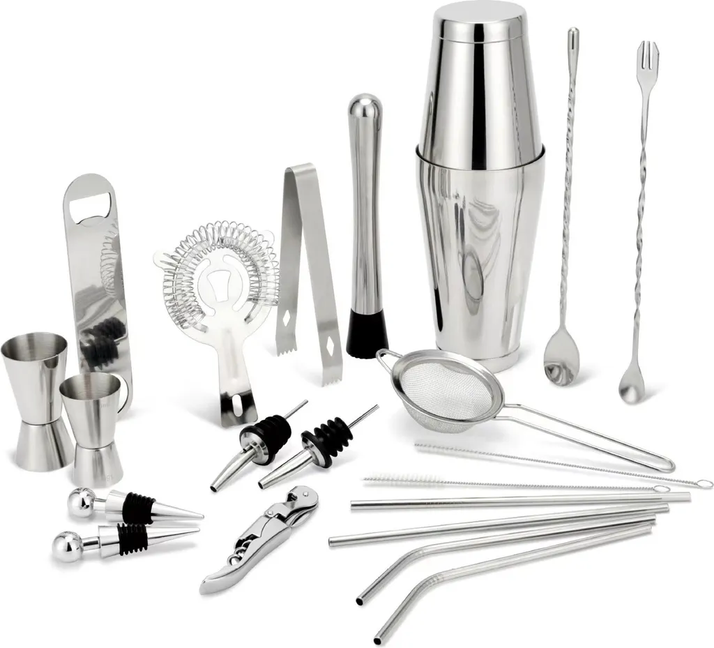 Kit Barman Professionale INF 21 Pezzi: Set Boston in Acciaio Inox