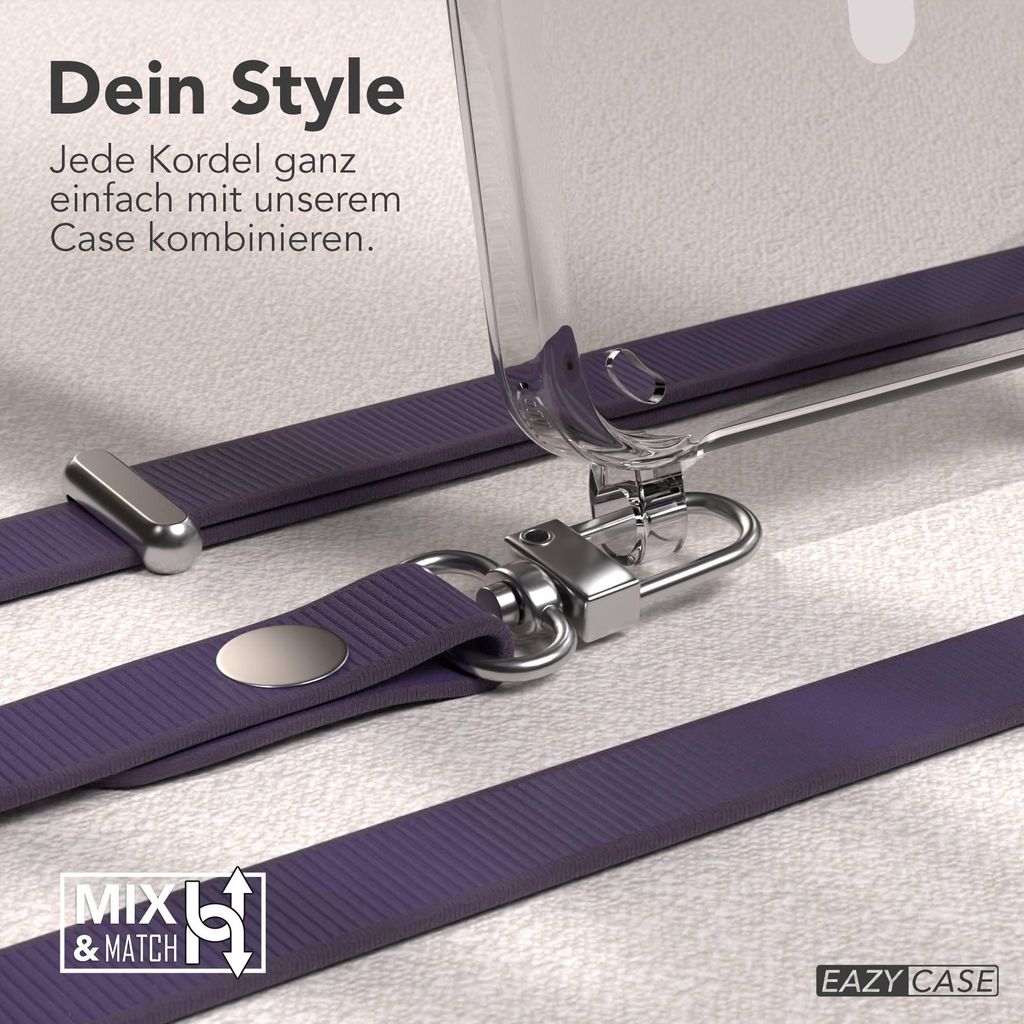 EAZY CASE MagSafe Handyhülle mit Crossbody Handykette für Samsung Galaxy S25, Magnetisches Band, 1-1,90m verstellbar in Lila