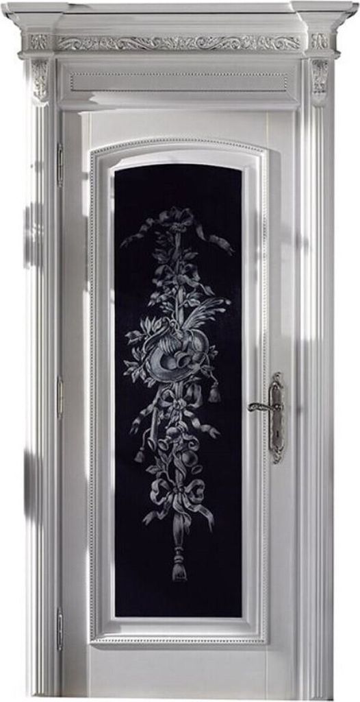 Casa Padrino Luxus Barock Wohnungstür Weiß / Schwarz / Silber 126 cm - Italy