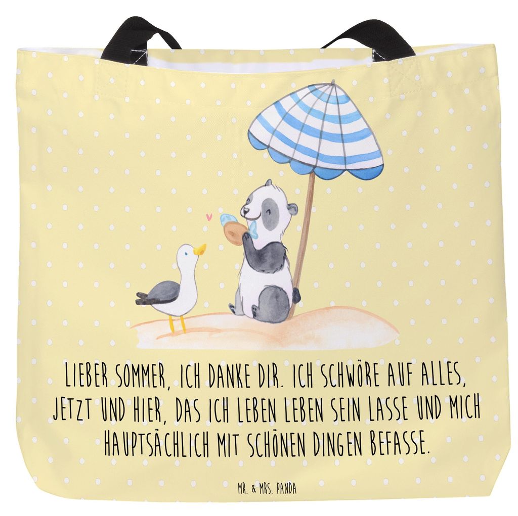Mr. & Mrs. Panda Tote Bag Lieber Sommer - Gelb Pastell - Geschenk, Summer Vibes, Einkaufstasche, summende Bienen, Strand, Sommergefühle, Strandtas...