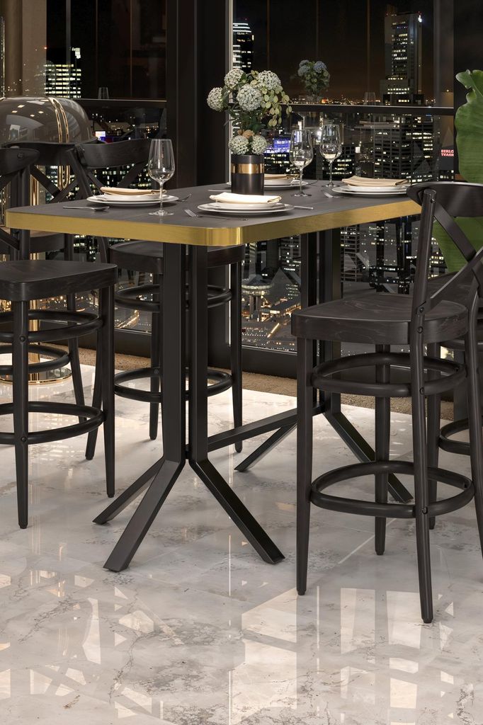 ELVAS | Bistro Doppel Stehtischgestell | Höhe: 105 cm | Fuß: 118 x 68 cm | Schwarz | Gastro Stehtischgestell, Stehtischgestell