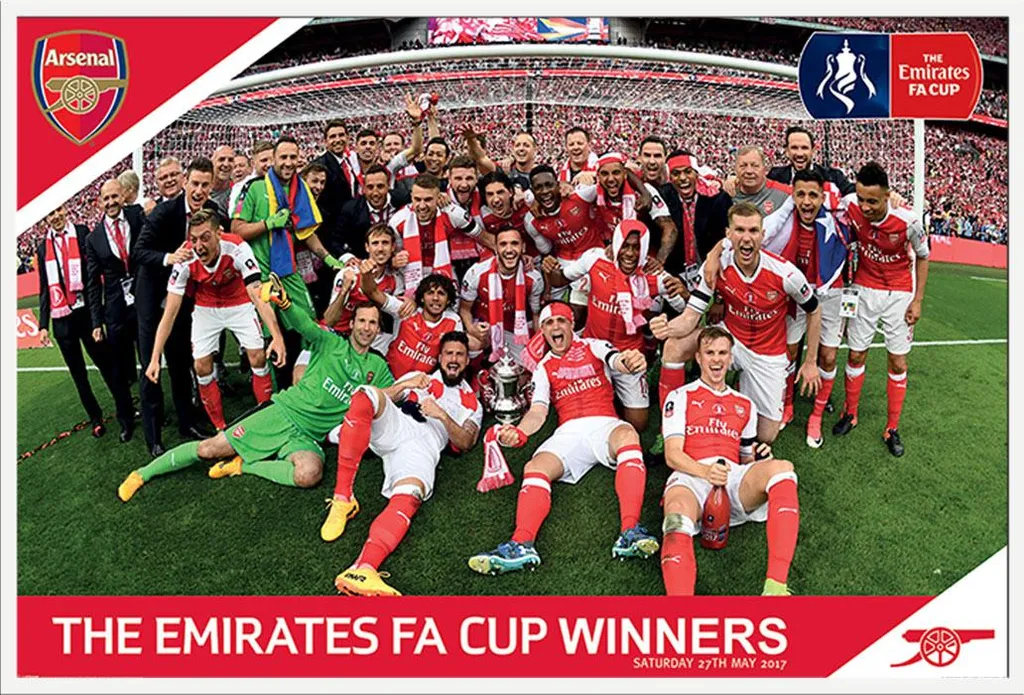 Décoration Murale Arsenal FC FA Cup Poster et Cadre Shinsuke Blanc Salon