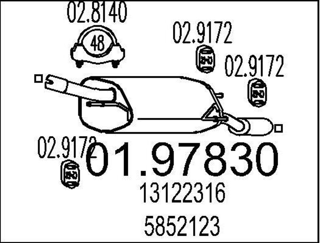 MTS 01.97830 Endschalldämpfer für OPEL Corsa C Schrägheck (X01) Auspuff