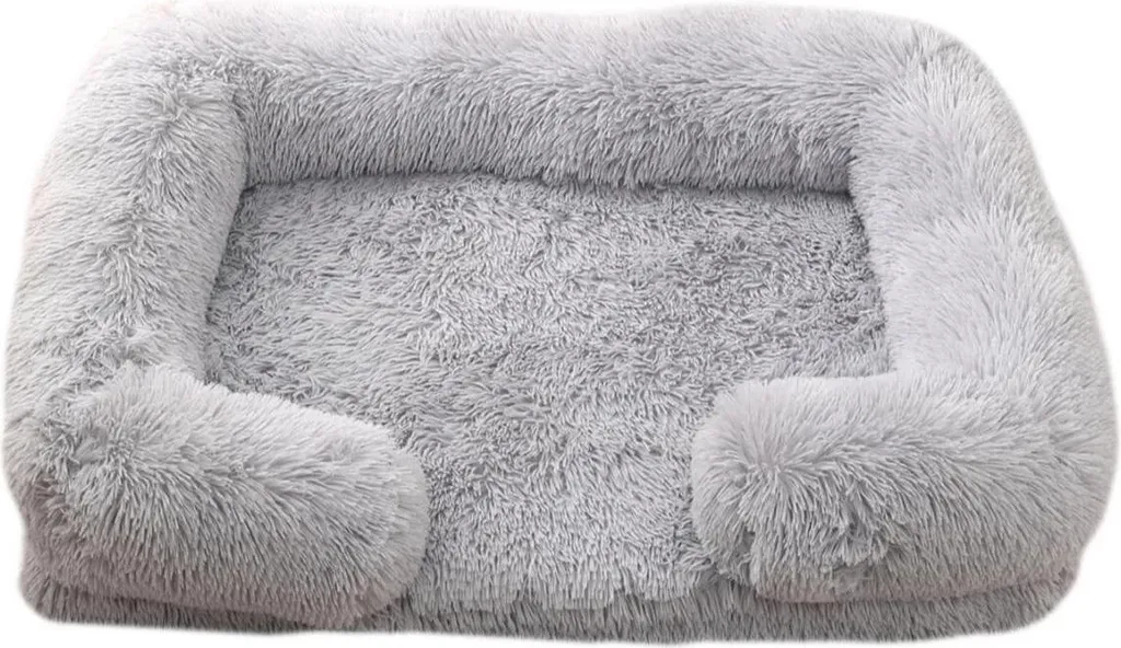 Elite Pet Bed Ortopedico M 60x45 | Lusso in Peluche Grigio Chiaro