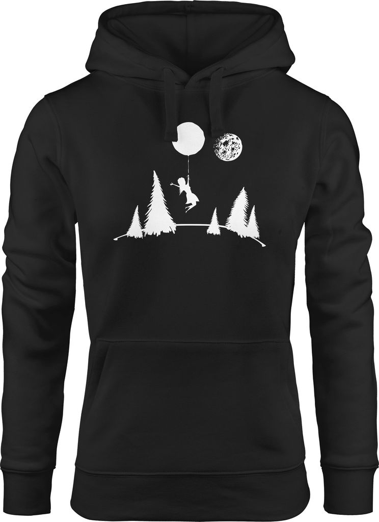 Kapuzen-Pullover Damen To the moon Hoodie Moonworks schwarz XS