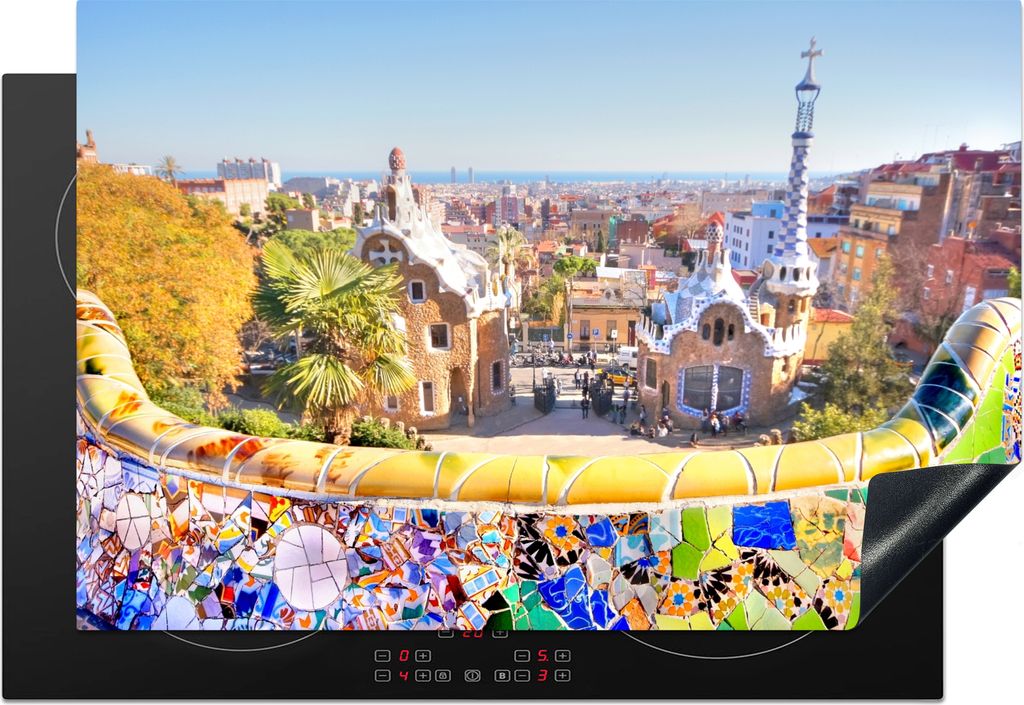 KitchenYeah Herdabdeckplatte Park Guell mit seiner berühmten architektonischen Keramikkunst , 77x51cm, Küche Deko, Glaskeramikkochfeld Herdabde...