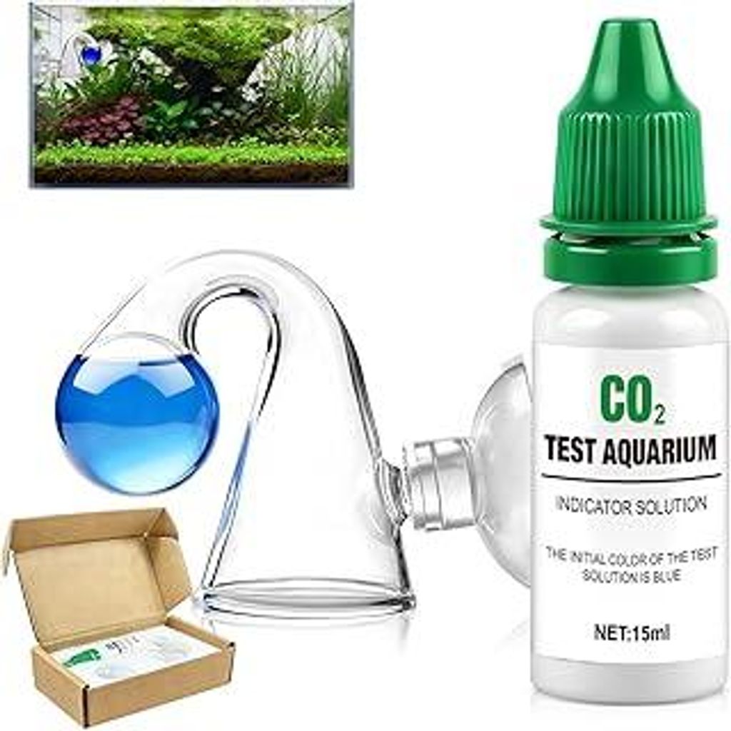 Co2 Dauertest Aquarium, Co2 Test Aquarium, Co2 Dauertest, 15 ml Indikatorlösung+ Glasmonitor, zur Kontinuierlichen Messung der Co2 Konzentration, ...