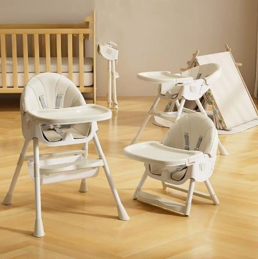 4-in-1 Babyhochstuhl, Kinderstuhl Klappbar Baby Hochstuhl ab 6 Monate, Umwandelbarer Ess- und Spielhochstuhl,Kombihochstuhl Kinderstuhl (beige)