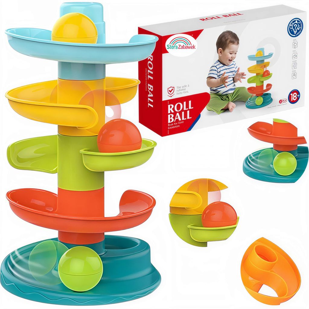 Kugelbahn Turm Montessori Spielzeug Baby Bälle Rutsche Pyramide