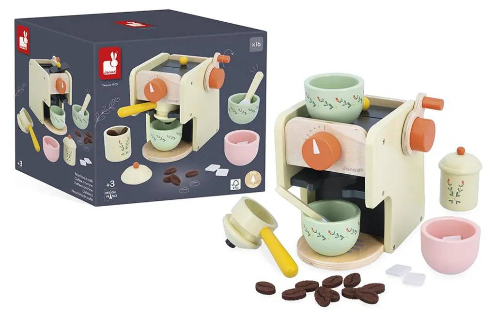 Machine à Café pour Enfant en Bois - Cuisine Jouet Barista Complet