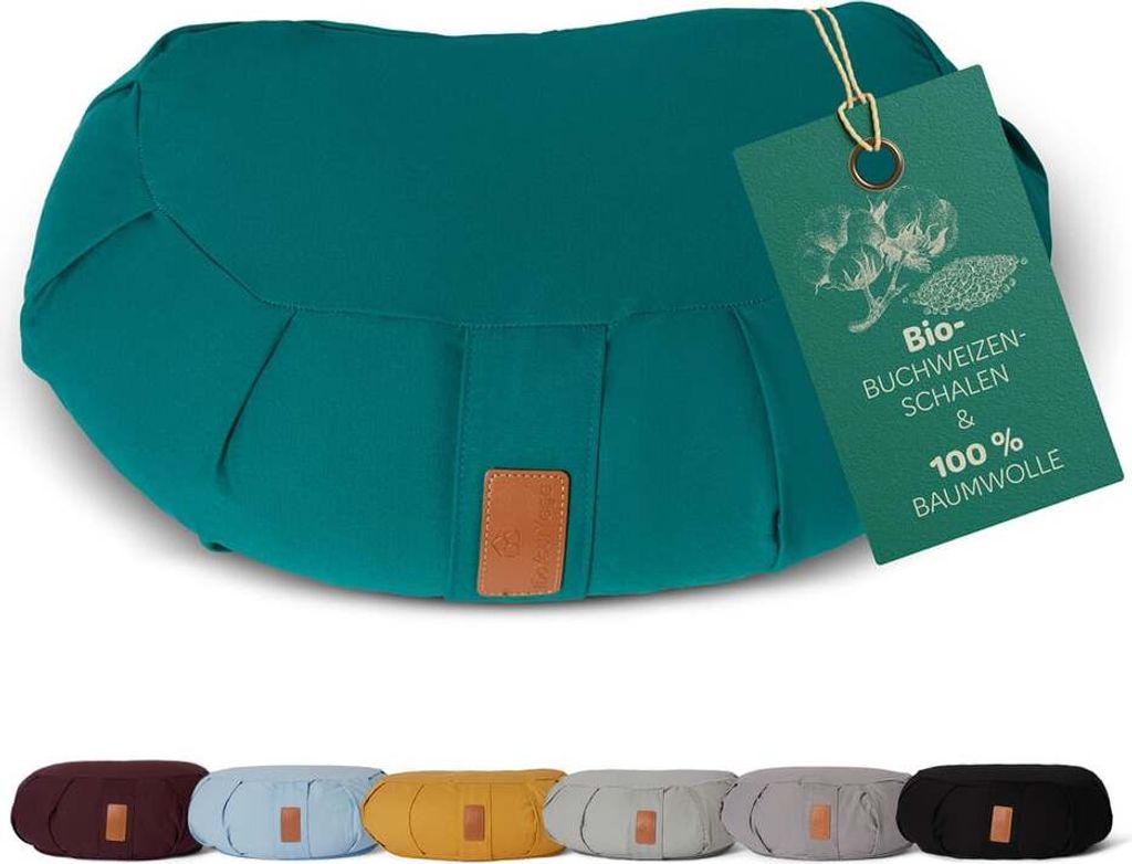 #DoYourYoga Yoga-Kissen Ganesh gefüllt mit -Buchweizenschalen Meditation Yoga Zen Körper Entspannung Geist Sitzkisssen waschbar Halbmond 45x30x14