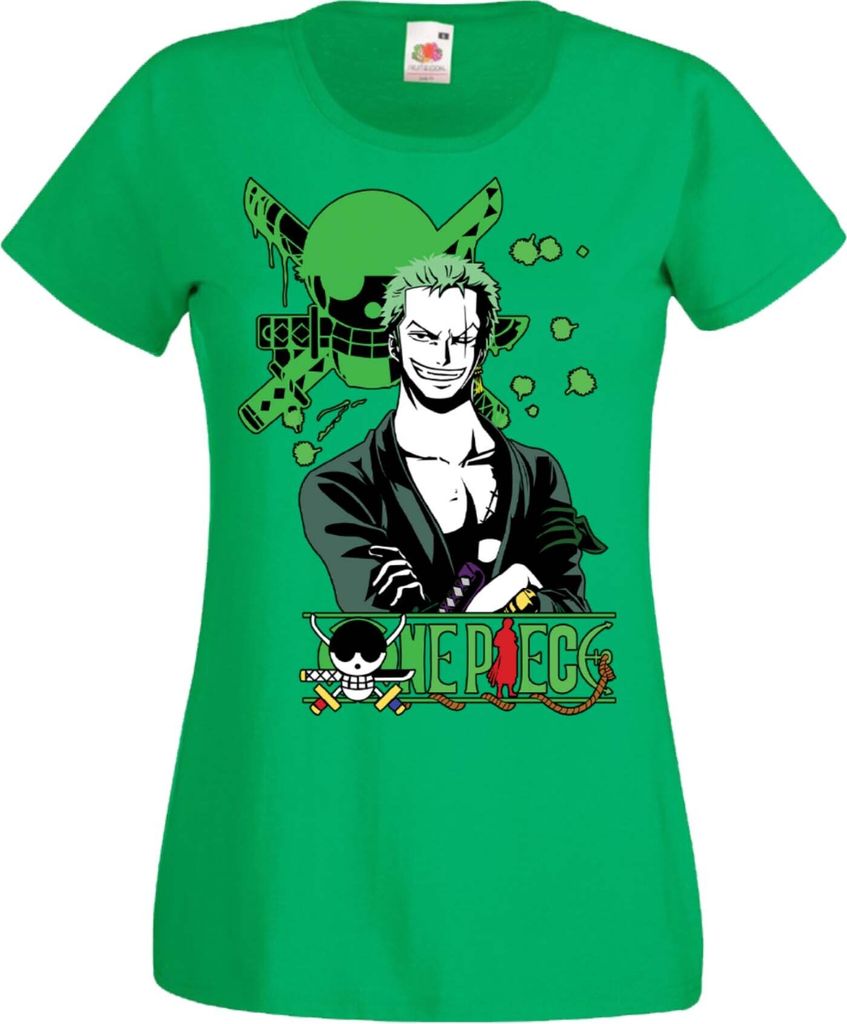 Damen T-Shirt Manga Anime One Manga Piece Anime Roronoa Zoro 03 Zoro, Lady M / Grün