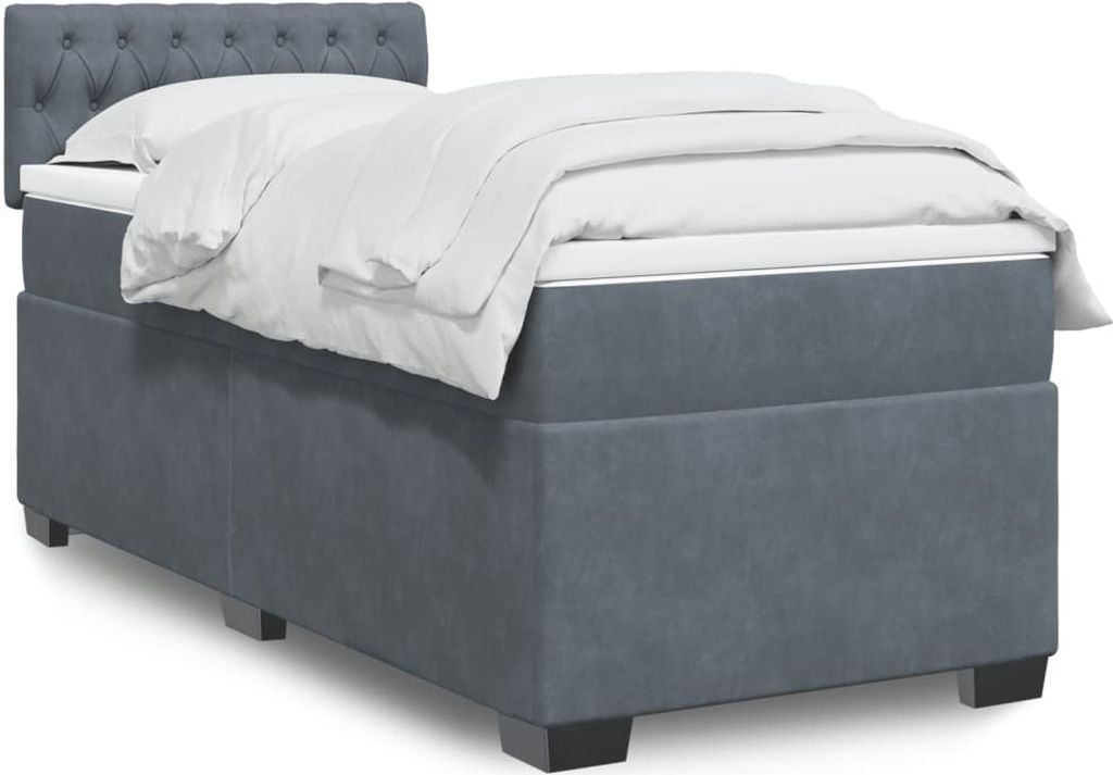 Maison Exclusive - Boxspringbett mit Matratze Dunkelgrau 90x200 cm Samt