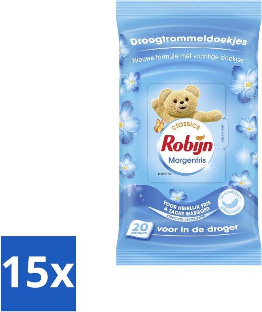 Robijn - Morgenfris - Trocknertücher - 20 Tücher - Vorteilspack - 15 Stücke