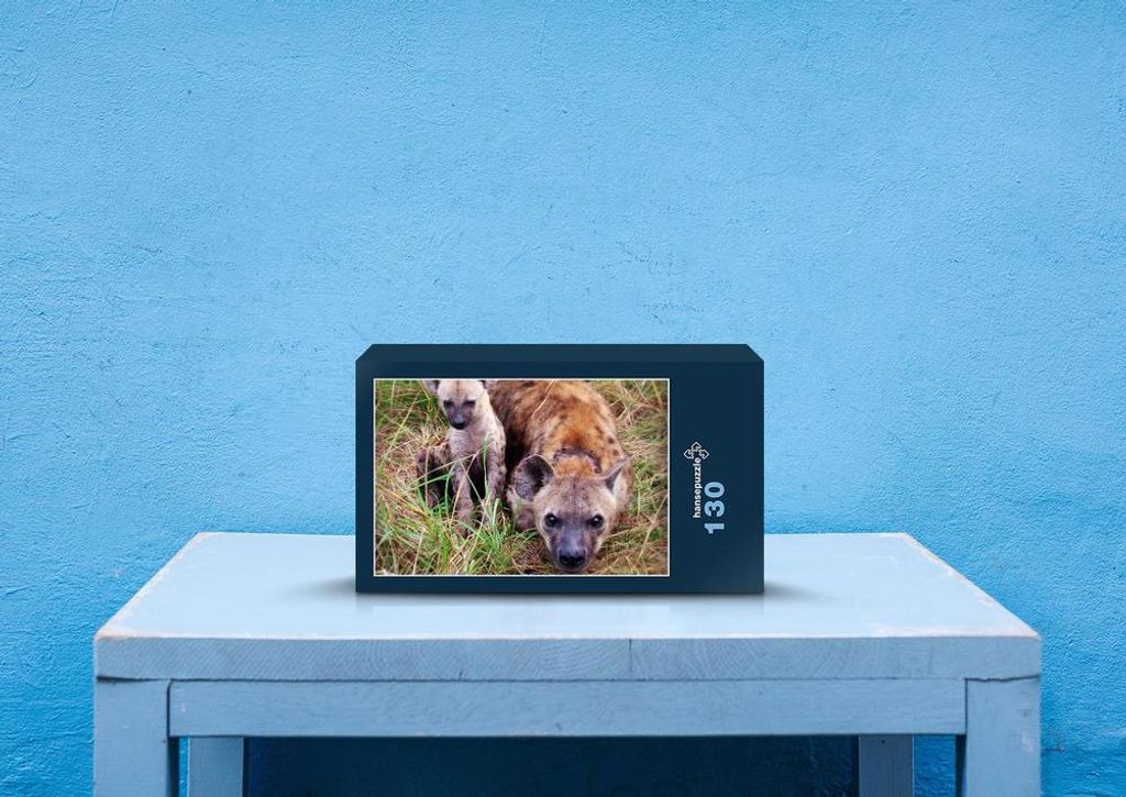 hansepuzzle 82983 - Hyäne Puzzle, 130 Teile, Natur, 28,7 x 20,0cm mit hochwertiger Aufbewahrung, Kartonbox und wiederverschließbarem Beutel