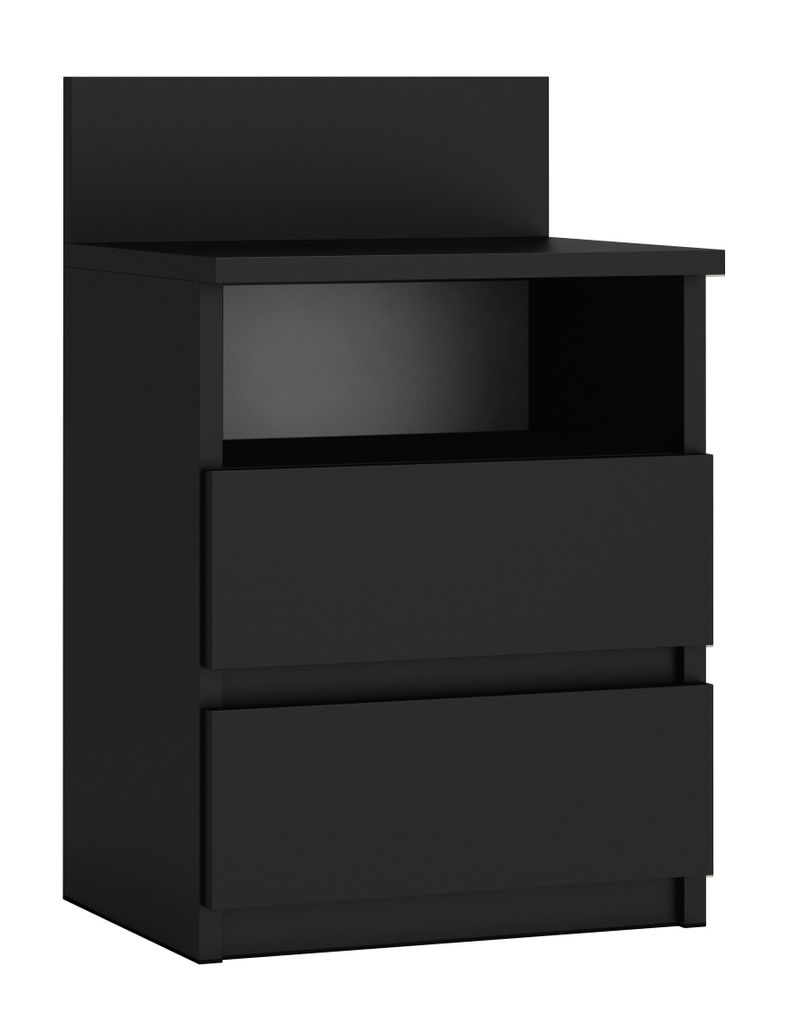 Topeshop M1 CZARNA MAT Nachtschränkchen & Nachttisch Nachtständer 2 Schublade(n) Schwarz