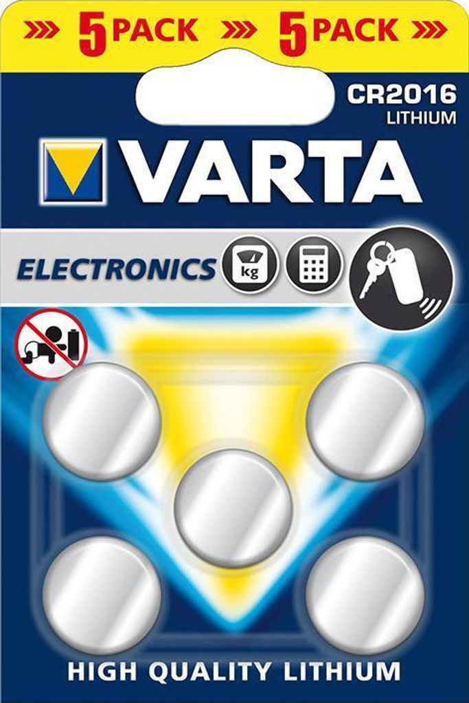 Pile bouton VARTA CR2016 5 pièces Image du produit 