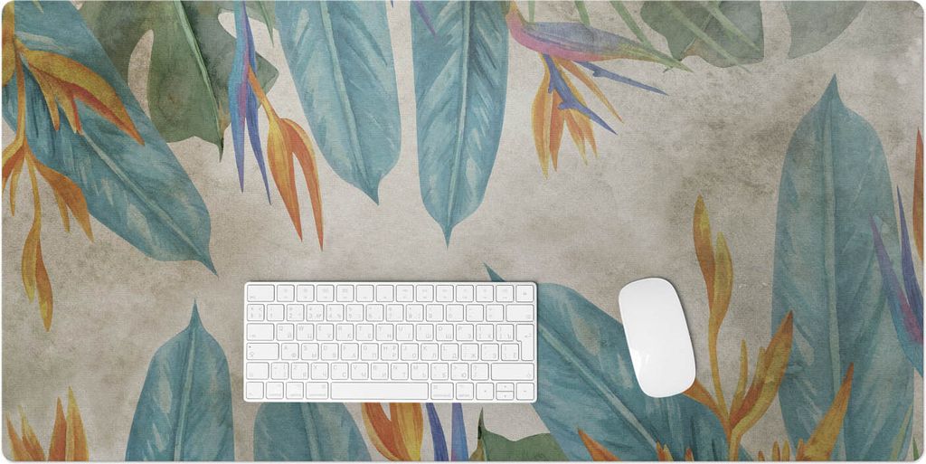Exotische Blätter Und Blüten – Schreibtischunterlage – Rutschfeste Tischunterlage – Schreibtischmatte für Büro & Zuhause – Schreibunter...