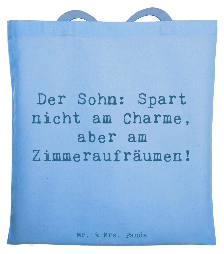 Mr. & Mrs. Panda Tote Bag Spruch Sohn Charme - Sky Blue - Geschenk, Stolz, Laptoptasche, Beutel, einzigartige Designs, Schultasche, herzerwärmende...