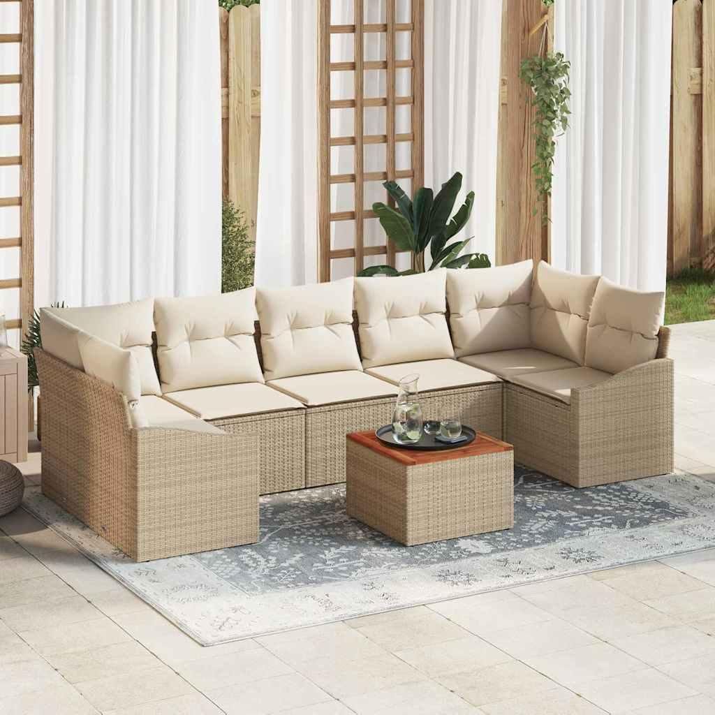 Maison Exclusive - Gartensofa-set mit Speicher 8 pcs Beige und Creme Poly-Rattan