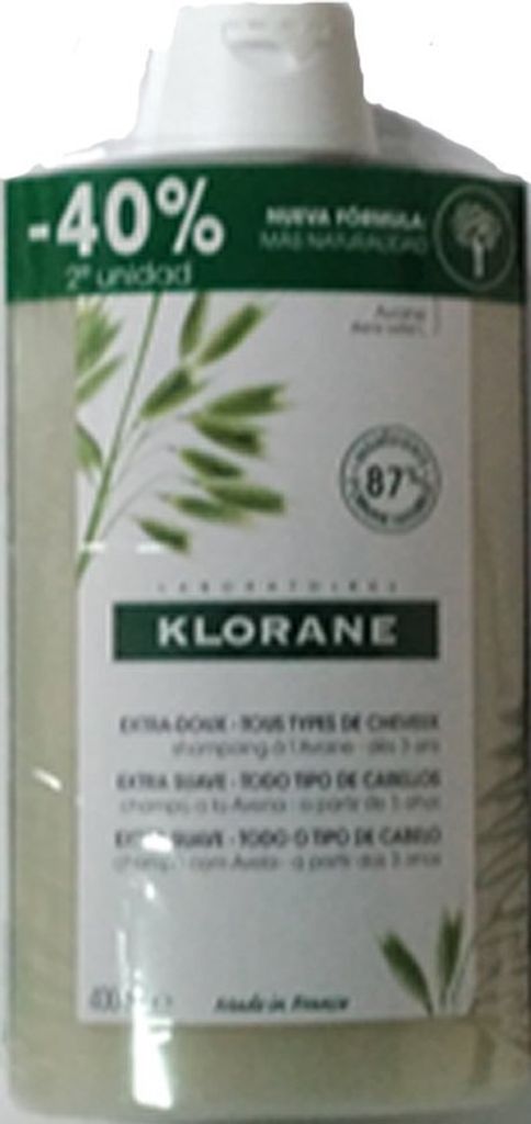 Klorane Champú Extra Suave Oat 2x400ml Produktbild 