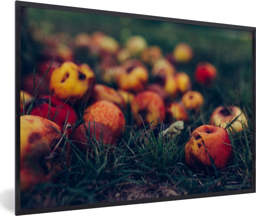 MuchoWow Gerahmtes Poster Landdekoration - Herbst - Apfel - Obst 90x60 cm - Poster mit Schwarzem Bilderrahmen Wandposter Rahmen Foto Bilder - Fot...