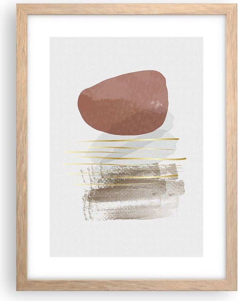 Gerahmtes Poster - Rahmen in heller Eiche - Abstraktion Boho Stück - 30x40 cm - Wand Bild - Wanddeko - Wandbilder - Kunstposter - Wandposter - Bil...