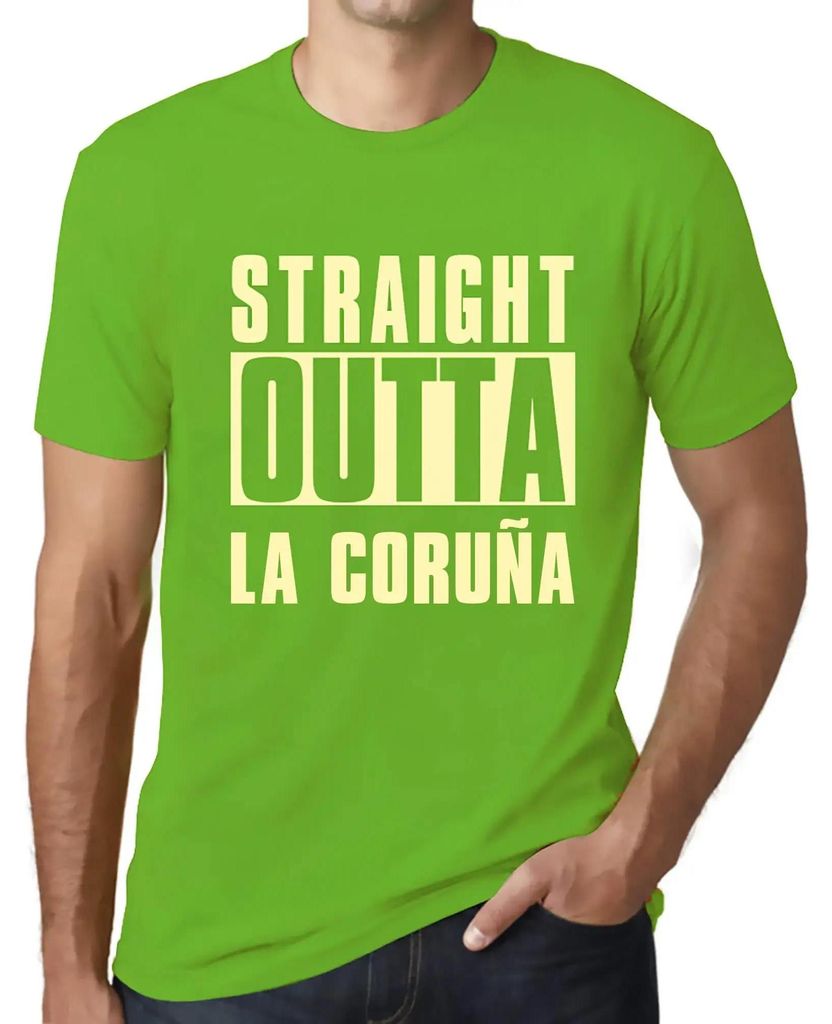 Herren Grafik T-Shirt Straight Outta La Coruña Öko-Verantwortlich Vintage Jahrgang Kurzarm Lustige Druck Geburtstag Geschenk Mann