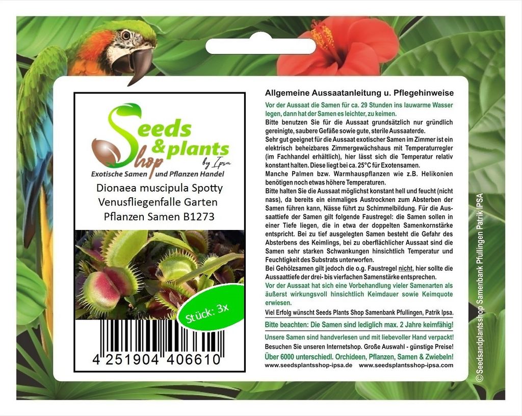 3x Dionaea muscipula Spotty Venusfliegenfalle Garten Pflanzen Samen B1273