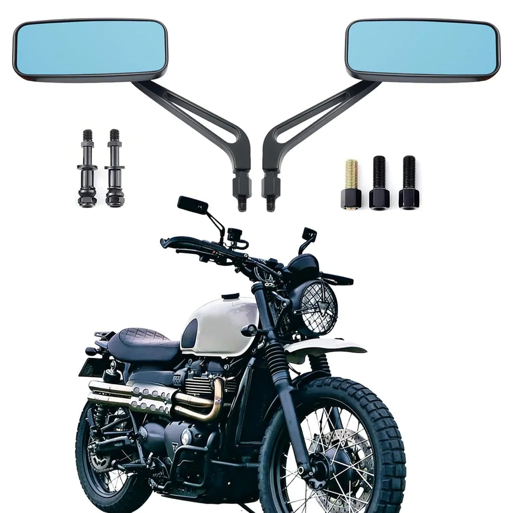 Rétroviseurs latéraux moto à miroir bleu pour Honda Suzuki et Bobber