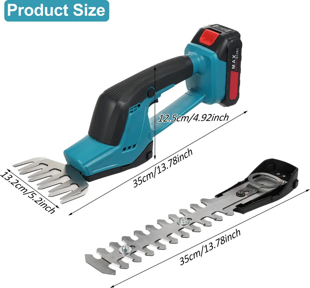 Taille-haie à batterie 21V ergonomique avec système de coupe double