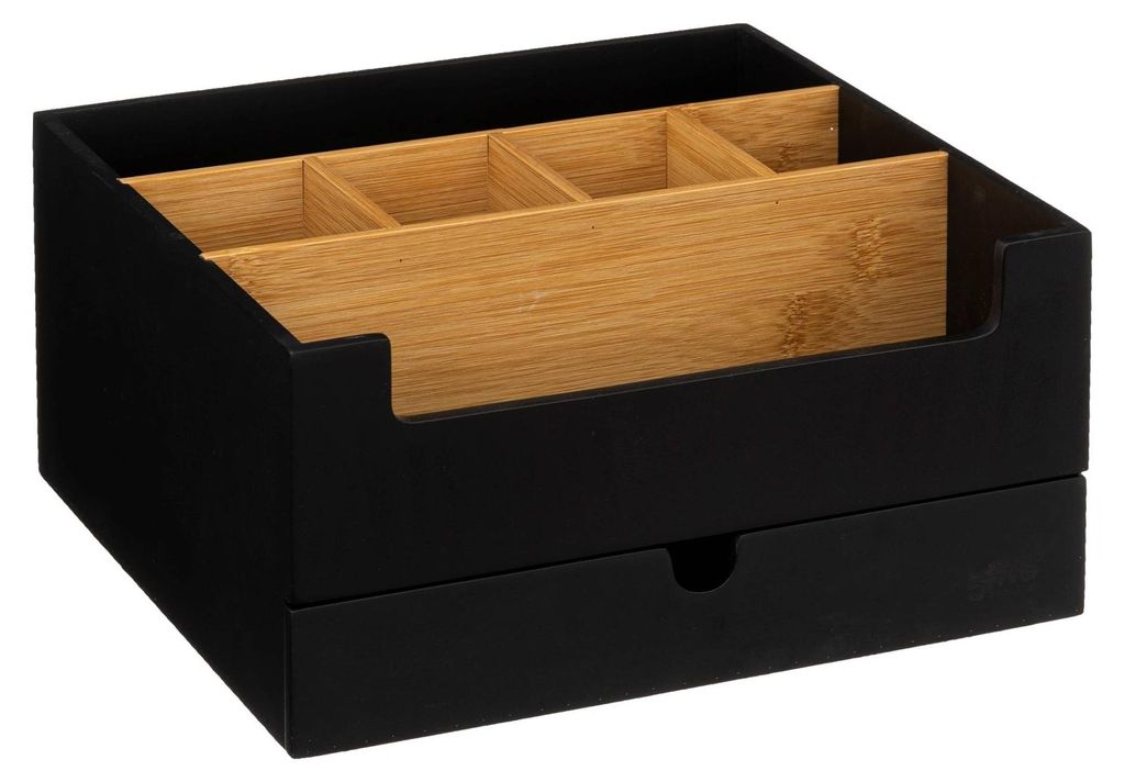 Kosmetik-Organizer aus Bambus, Fächer + Schublade Produktbild 